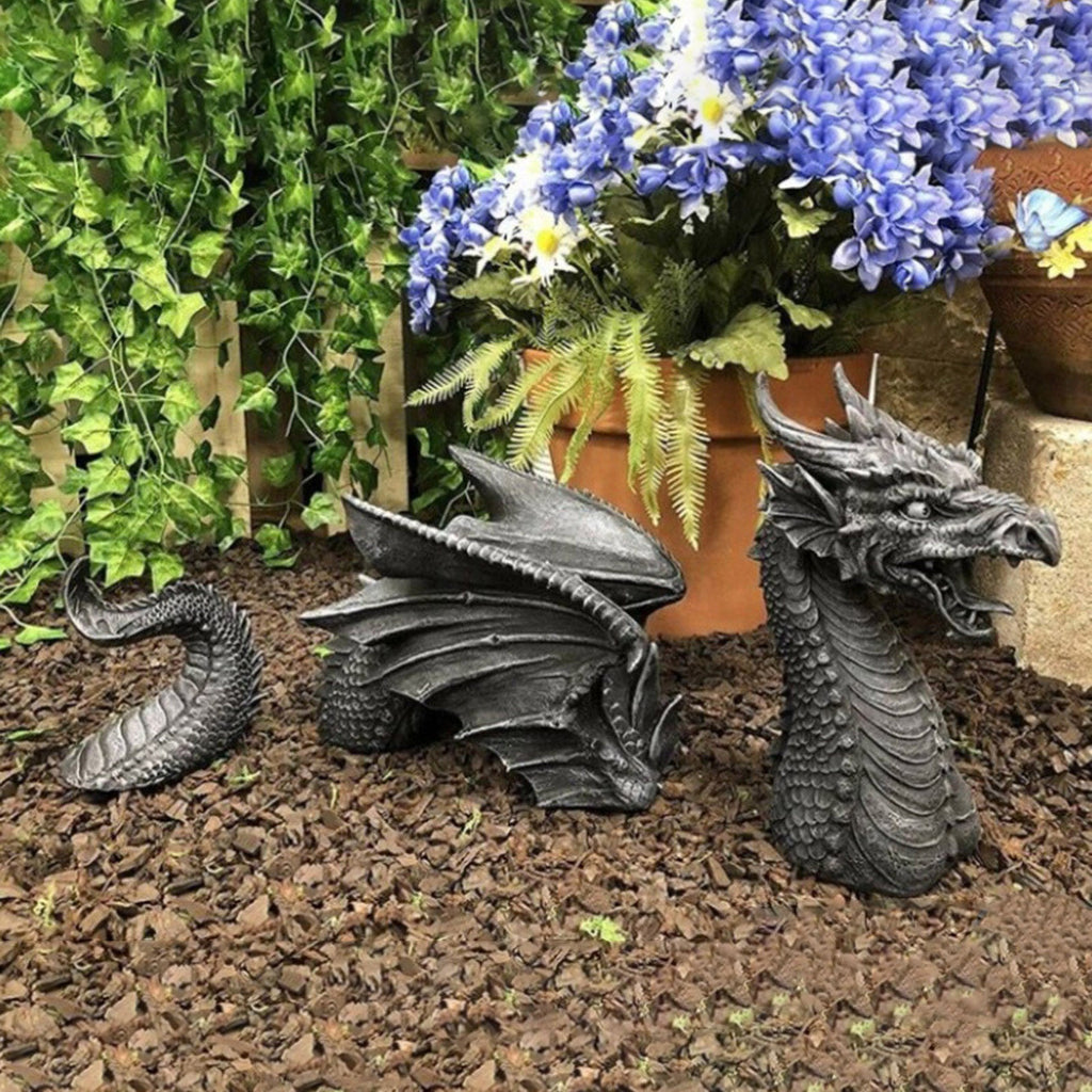 Large Dragon Gothic Garden Decor Statue Castle Moat Lawn Statue Garden Sculptures & Statues Funny Yard Garden Outdoor Figurine null