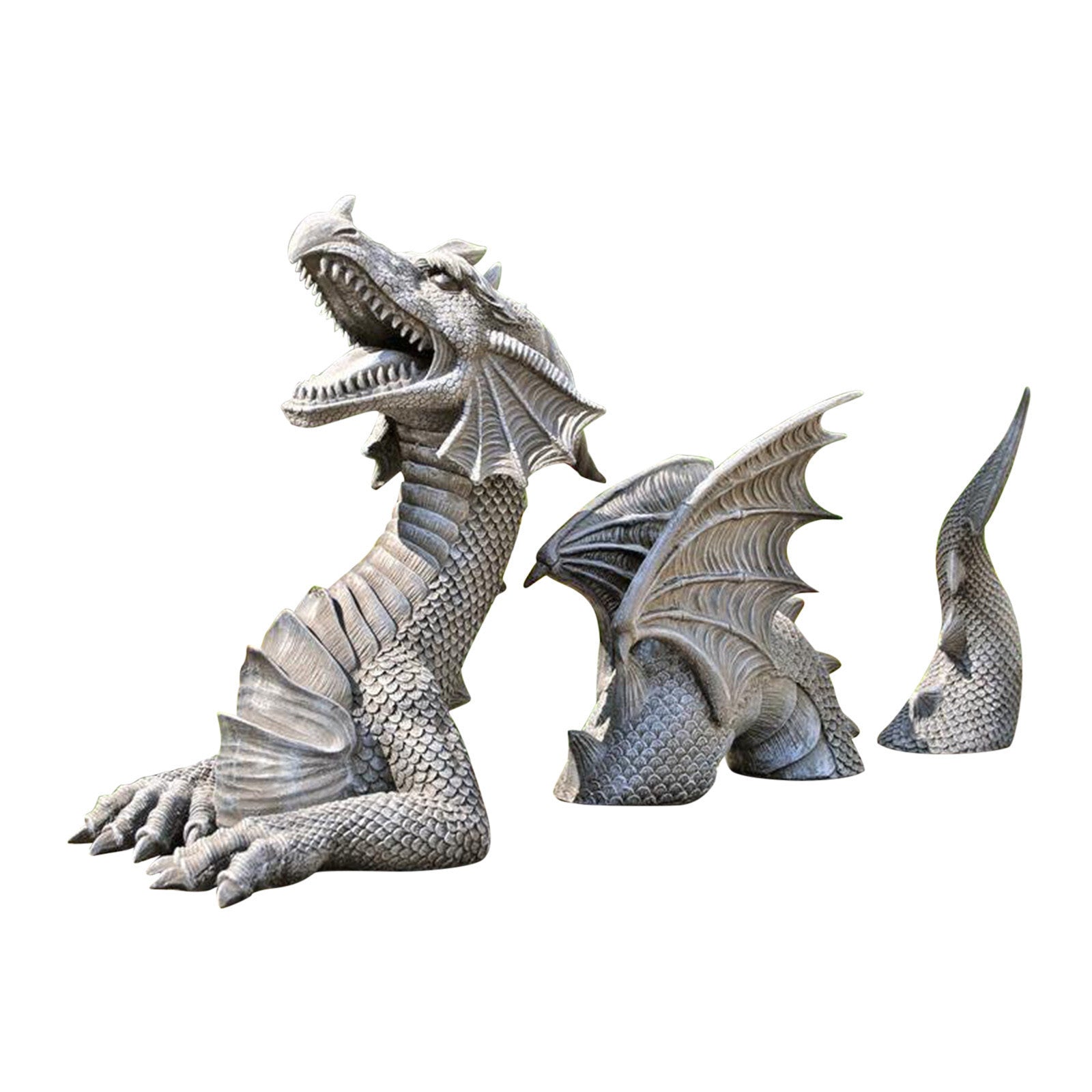 Large Dragon Gothic Garden Decor Statue Castle Moat Lawn Statue Garden Sculptures & Statues Funny Yard Garden Outdoor Figurine null