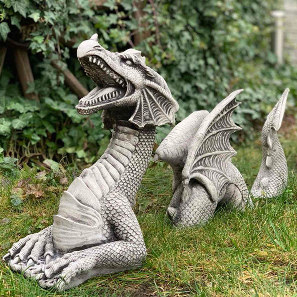 Large Dragon Gothic Garden Decor Statue Castle Moat Lawn Statue Garden Sculptures & Statues Funny Yard Garden Outdoor Figurine null