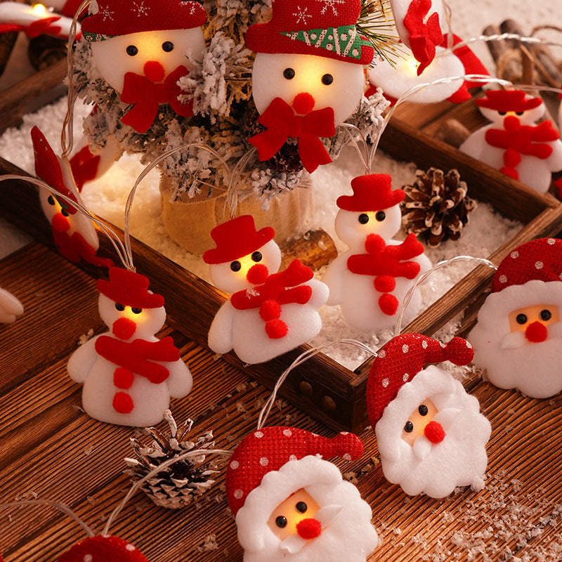 Stofffilz-Weihnachtsdekoration mit Polka-Dots für den Raum, LED-Lichterkette