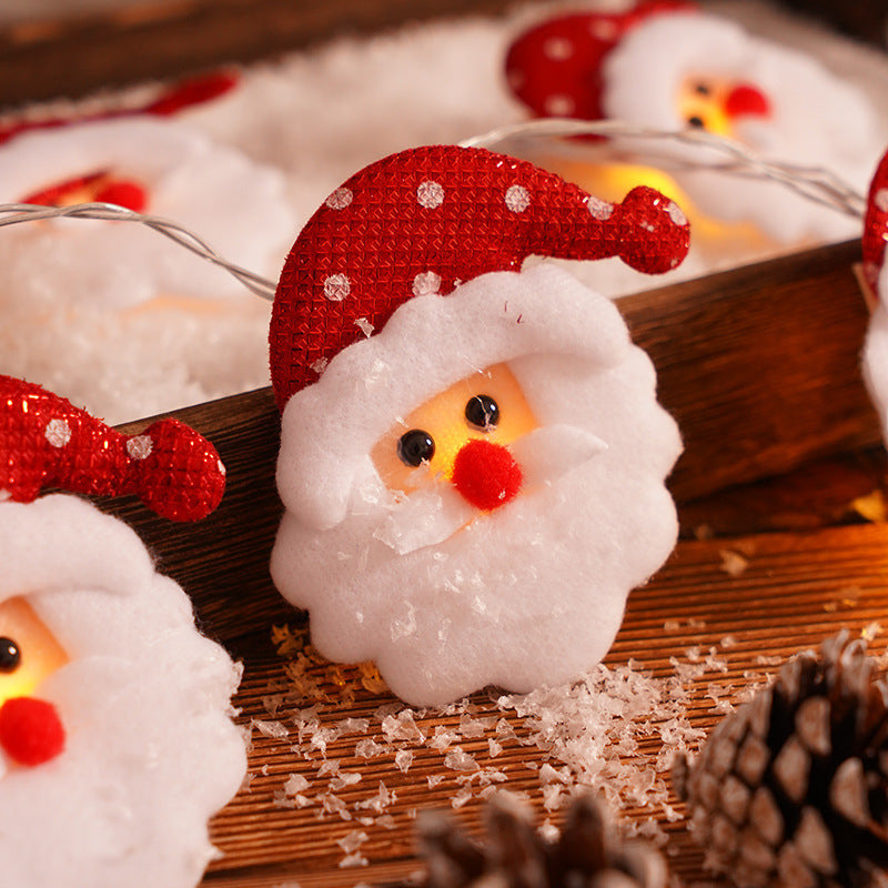 Stofffilz-Weihnachtsdekoration mit Polka-Dots für den Raum, LED-Lichterkette